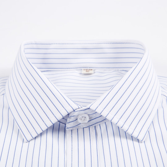 新款夏季商务职业工装休闲纯色男条纹定制长袖衬衫logo银行工作服