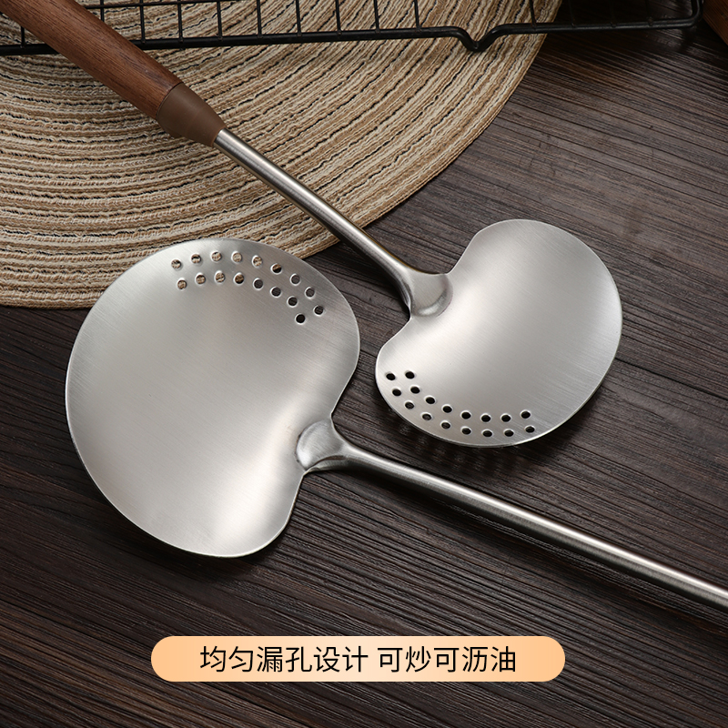 316不锈钢锅铲小号炒菜铲子炒勺创意蘑菇铲家用厨具漏铲实心防烫 - 图1