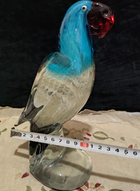 老料琉璃摆件，鹦鹉摆件