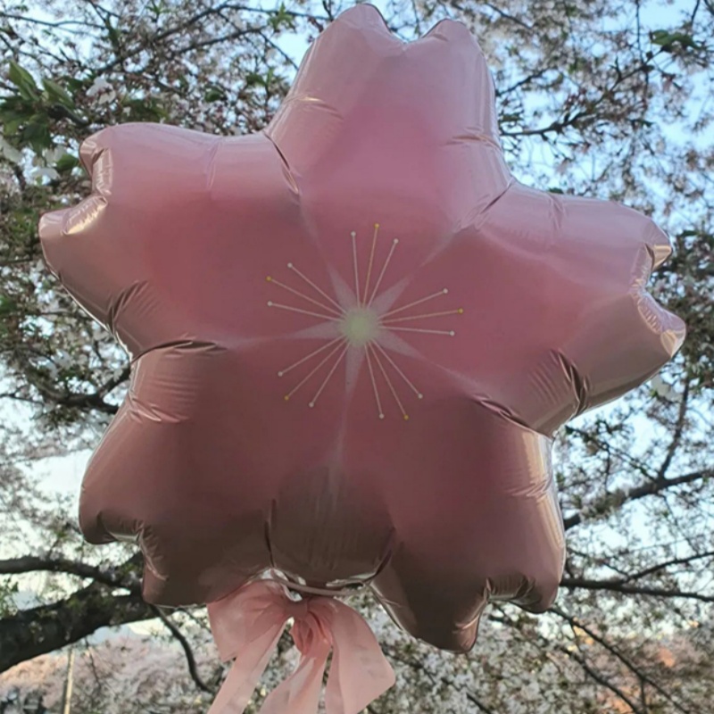 日式樱花铝膜气球粉嫩少女心花朵飘空氦气球生日礼物装扮节庆用品 - 图2