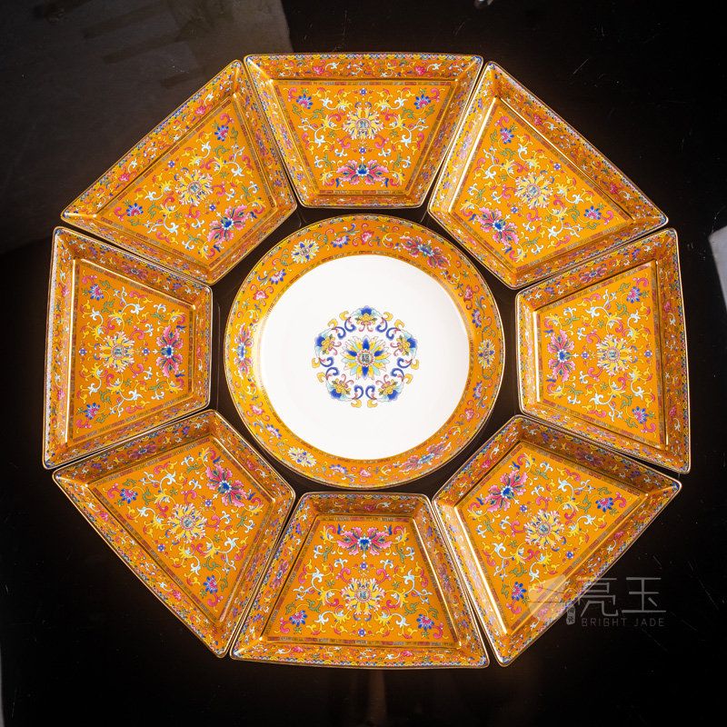 景德镇中式家用碗碟碗盘宫廷珐琅彩拼盘套装组合骨瓷餐具乔迁送礼,淘宝优惠券,粉丝福利购,淘宝优惠卷