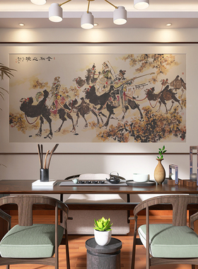 十兰名家手绘胡杨金秋大幅国画