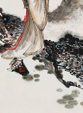 孤品收藏仅此一张手绘李白酌月图