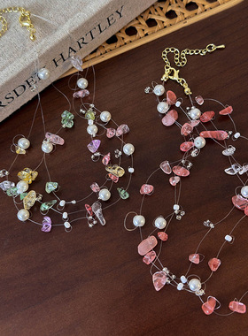 迷尚优品天然石石头锁骨链女