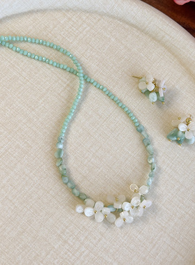 春夏清新曼波色调薄荷香草项链