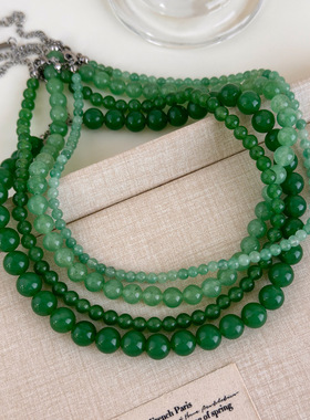 新中式显白玉绿色串珠项链