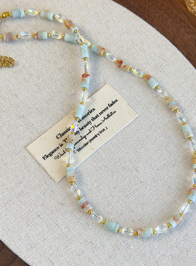 小众复古花纹石水晶串珠项链