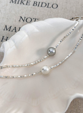 迷尚优品银黑胆石圆珠链女