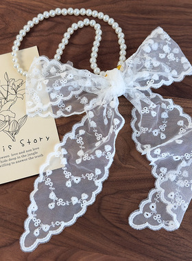 气质珍珠蕾丝发带项链女2025爆款长条领巾腰带韩国百搭多功能丝巾