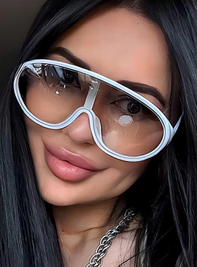 连体太阳镜大框防风女飞行员式