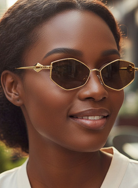 菱形金属太阳眼镜女ins小框墨镜