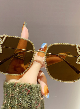 方形太阳镜金属墨镜镶钻太阳眼镜