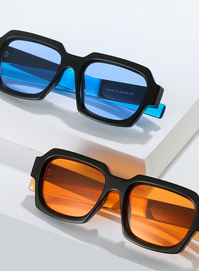小框太阳镜拼色防紫外线欧美方形