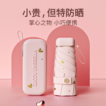 Sun beach umbrella Womens clear and rain dual-use Automatic sunscreen Anti-UV folding Mini small portable and sturdy capsule