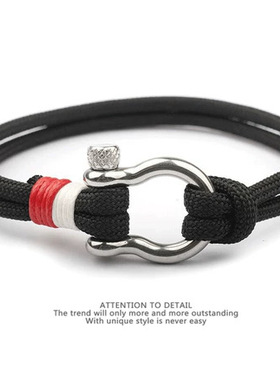 ins 欧美不锈钢扣弓型手工编织手绳潮百搭时尚简约运动学生礼物