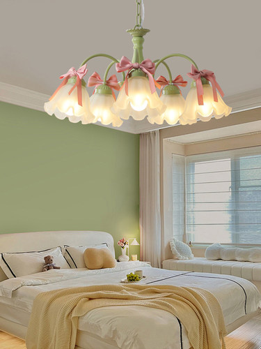 法式新款客厅卧室餐厅儿童房女孩甜美蝴蝶结吸顶吊灯衣帽间护眼灯 - 图2