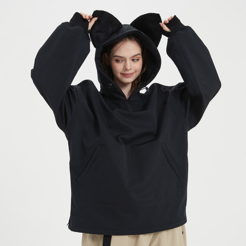 DOOREK新款甜酷风可爱少女耳朵连帽滑雪卫衣防水防风保暖女滑雪衣 - 图2