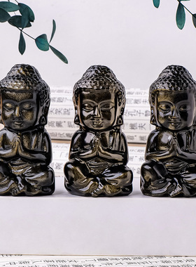 正品天然水晶金曜石佛像摆件手工雕刻释迦摩尼如来佛像工艺品
