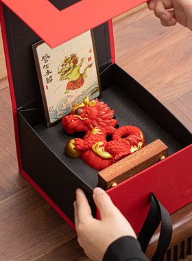 正品神龙送宝创意龙年生肖摆件青砂石家居桌面饰品伴手礼生日