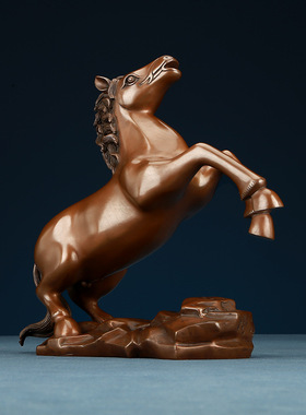 正品紫铜生肖马摆件家居室内铜马装饰品客厅工艺品马到成功摆设