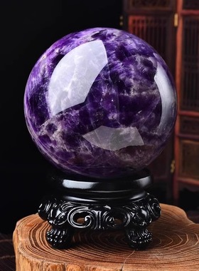 正品巴西天然紫水晶球摆件梦幻紫水晶球紫水晶原石打磨家居