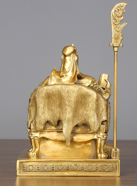 正品黄铜看书关公摆件工艺品武财神爷坐关公佛像家居摆设