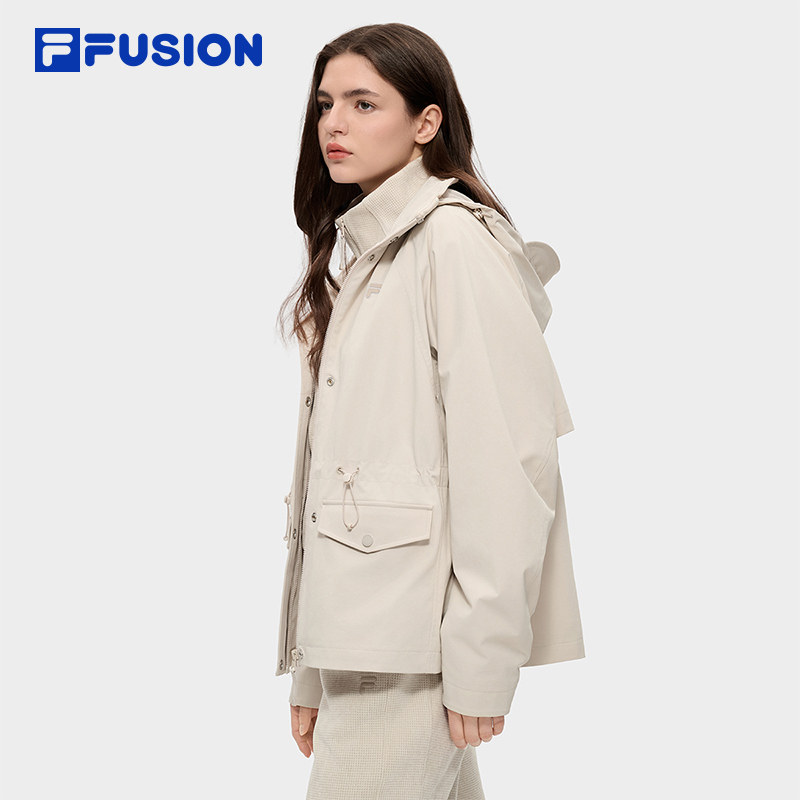 FILA FUSION斐乐潮牌梭织外套女2026春新款时尚休闲宽松连帽上衣,淘宝优惠券,粉丝福利购,淘宝优惠卷