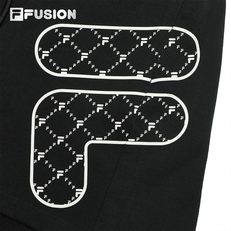 FILA FUSION斐乐潮牌女裤针织口袋短裤女夏季老花运动裤女士裤子 - 图1