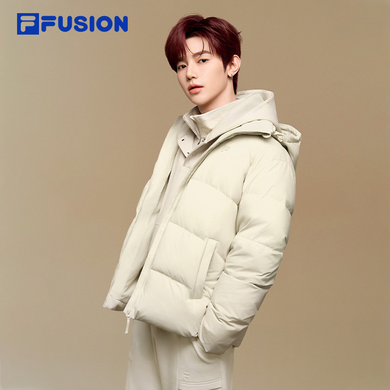 章昊同款FILA FUSION斐乐潮牌羽绒服男2025冬季新款保暖连帽外套 - 图0