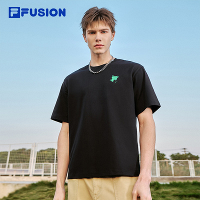 FILA FUSION斐乐潮牌情侣短袖T恤2025夏季男女款休闲纯棉凉感上衣