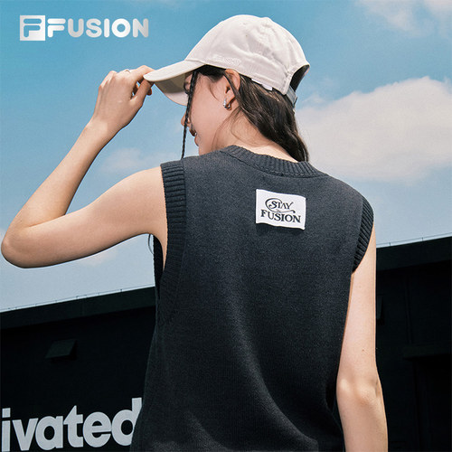 FILA FUSION斐乐潮牌女子编织衫2025秋季新款针织衫背心无袖毛衣 - 图1