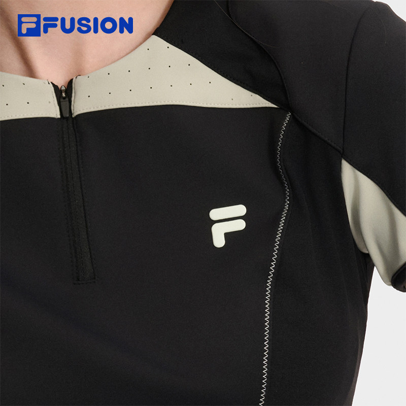 赵露思同款FILA FUSION斐乐女子短袖2025秋季新款时尚拼接修身T恤,淘宝优惠券,粉丝福利购,淘宝优惠卷