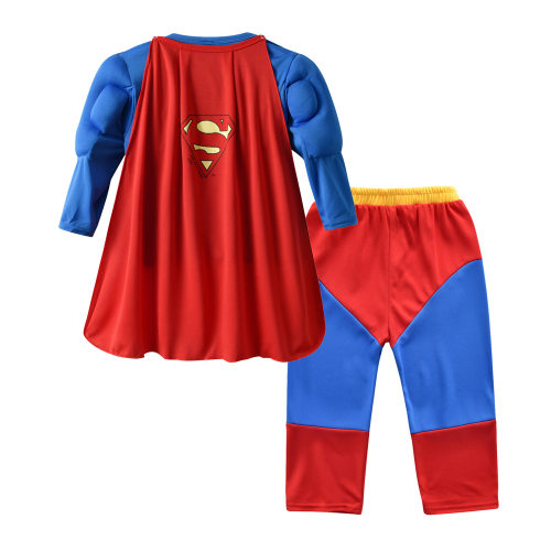 新款男童超人扮演服万圣节Superman cos漫威英雄联盟活动表演服装 - 图0