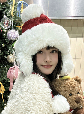 韩版复古麻花女秋冬毛绒加厚针织毛线帽保暖护耳东北防寒雷锋帽子