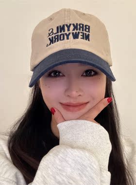 24年新款韩系拼色复古棒球帽男女美式潮人个性鸭舌帽防晒遮阳帽子