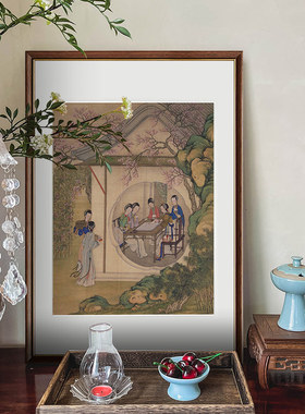 法式中国风春行图中古风装饰挂画