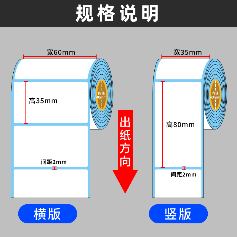 三防热敏标签纸60*40 20 30 50 70 80 90 100x100贴纸E邮宝快递吊牌超市价格称防水定做彩色条码打印机不干胶-图0