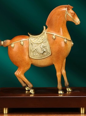 一件可发黄铜盛世唐马摆件生肖动物彩绘礼品家居创意装饰工艺品
