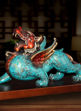 一件发黄铜貔貅彩绘招财风水皮丘摆件家居办公室桌面装饰开业礼物