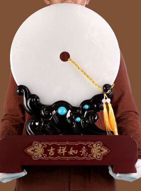 玉石摆件纯天然吉祥如意平安扣客厅玄关博古架装饰品乔迁新居礼品