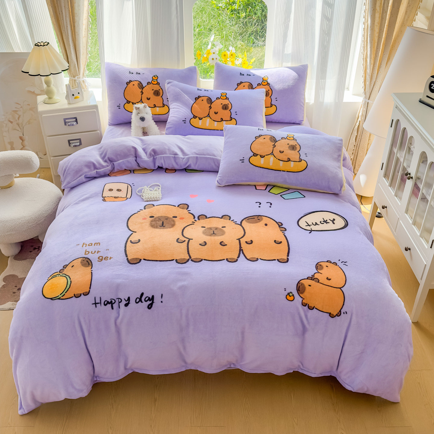 卡皮巴拉牛奶绒四件套冬季加厚法兰珊瑚绒床单被套儿童床上三件套,淘宝优惠券,粉丝福利购,淘宝优惠卷