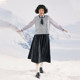 PIT2025 new autumn and winter fashionable retro temperament velvet blue A-line skirt slim elastic waist long skirt