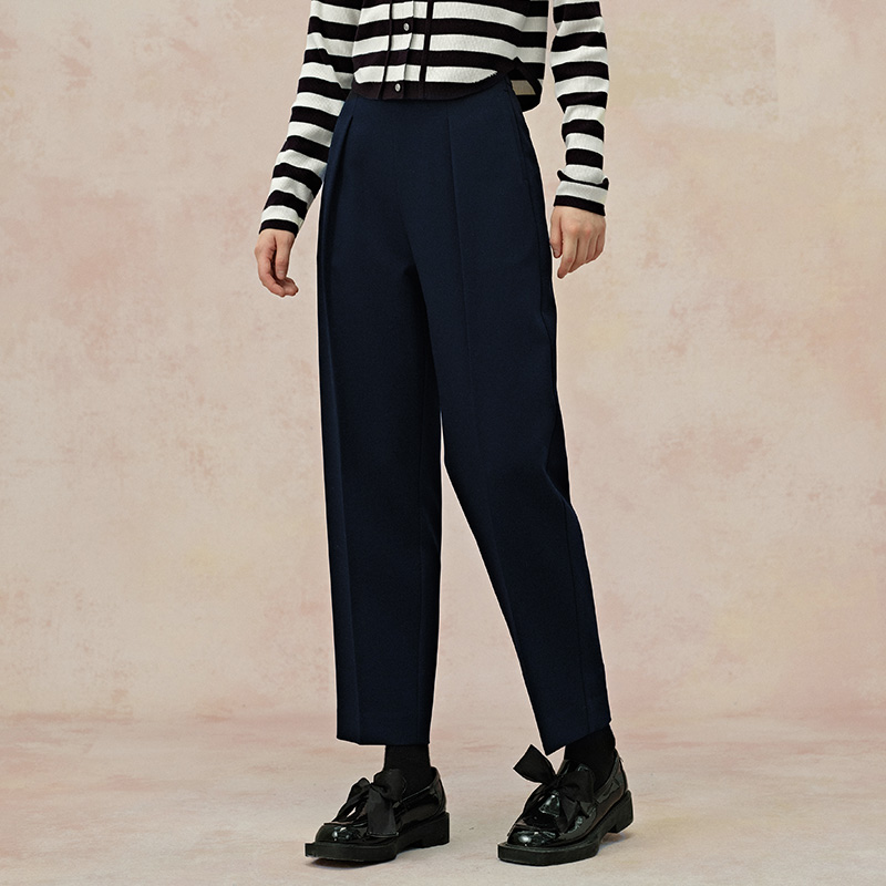 PIT纯色直筒阔腿九分裤休闲裤女2025秋遮胯显瘦哈伦西装裤长裤 - 图2