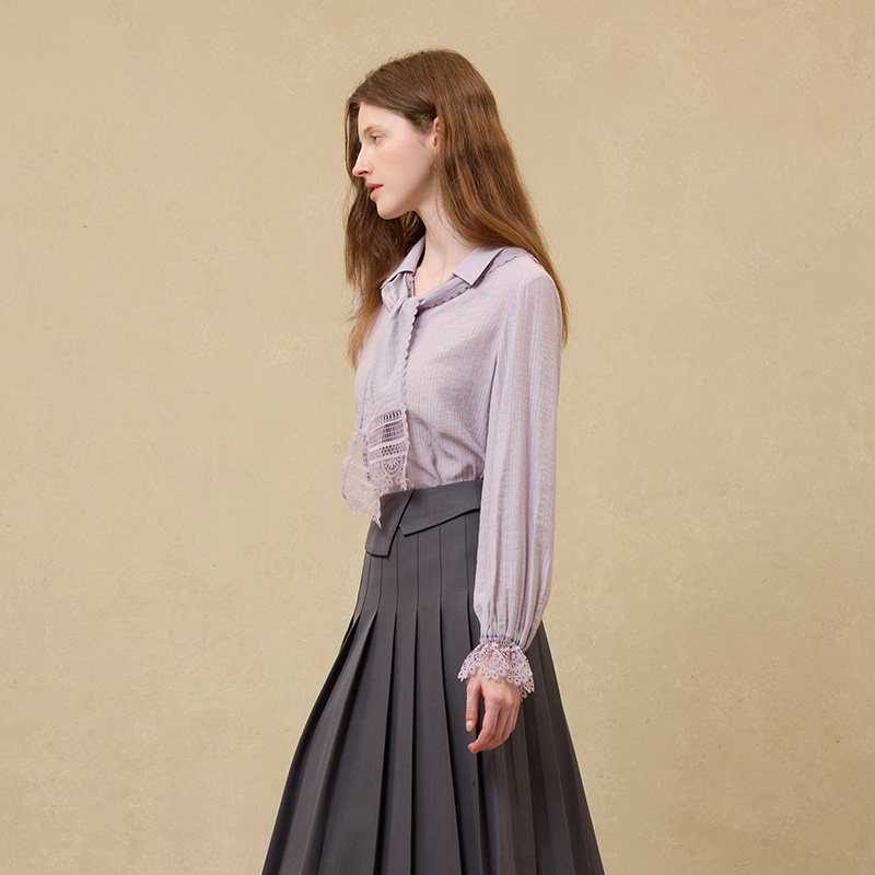 PIT法式复古紫色披肩两件套长袖衬衫雪纺衫女2025夏凉感上衣,淘宝优惠券,粉丝福利购,淘宝优惠卷