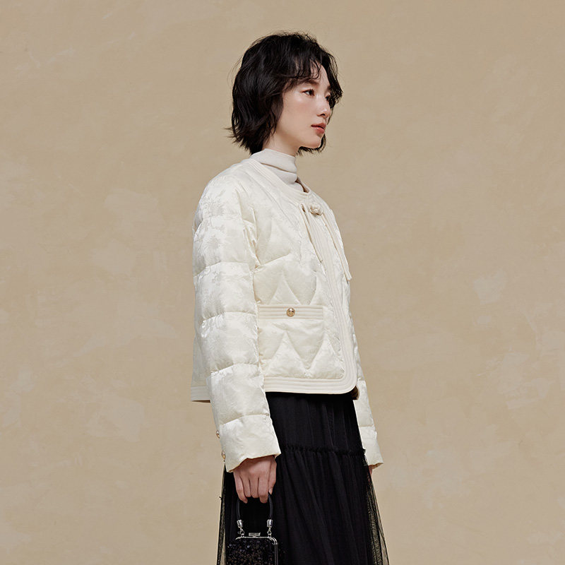 PIT珍珠白小香风中式羽绒服女2025秋季新款薄款短外套小个子显高,淘宝优惠券,粉丝福利购,淘宝优惠卷