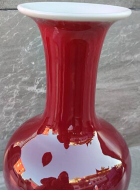 景德镇陶瓷器郎红花瓶窑变新中式家居客厅电视柜玄关装饰送礼摆件