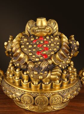 聚宝盆铜三足金蟾开业金蝉金属工艺品大号蟾蜍家居摆件批