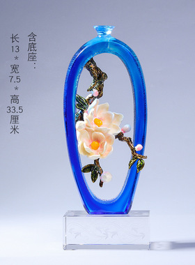 琉璃玉兰花瓶摆件珐琅彩工艺品中国风家居装饰客厅酒柜送老外礼品