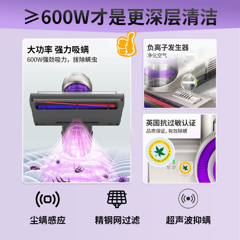 莱克吉米除螨仪B506 鲸吸床上家用吸尘器bx5同款吸毛除尘除螨神器