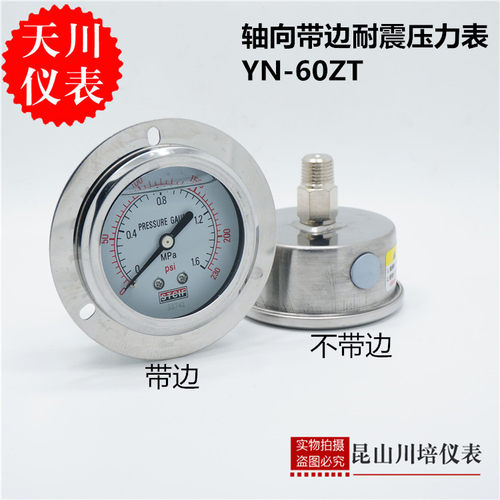 上海天川耐震轴向带边浸油式压力表YN-60ZT液压抗震压力表stcif - 图2
